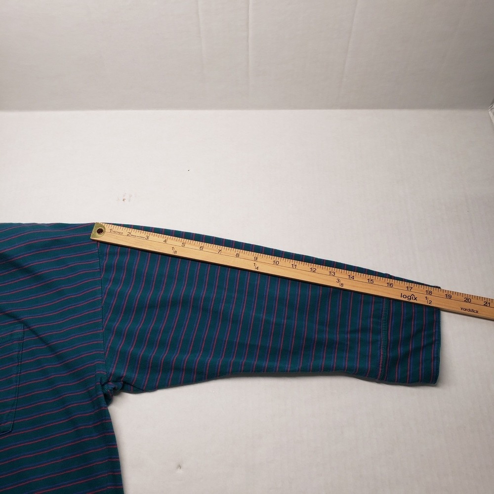 Vintage Izod 3pc Skirt Set XL Teal Pink Cardigan Henley Midi Skirt Stripe Modest - Picture 13 of 16